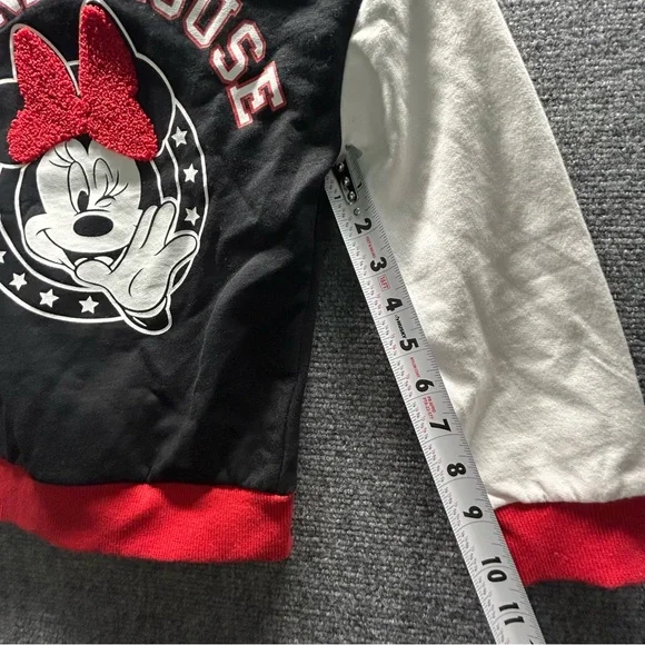 Disney Minnie Mouse Size 4 Kids Black, White, and Red Zip-Up Hoodie Jacket - Picture 8 of 11